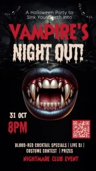 Black 3d Halloween Vampire Night Out Instagram Story template