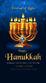 Black 3d Hannukah Instagram Story template