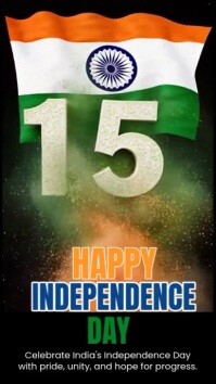 Black 3d Happy Independence Day India Digital Display (9:16) template
