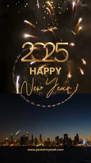 Black 3d Happy New Year 2025 Instagram Reel template