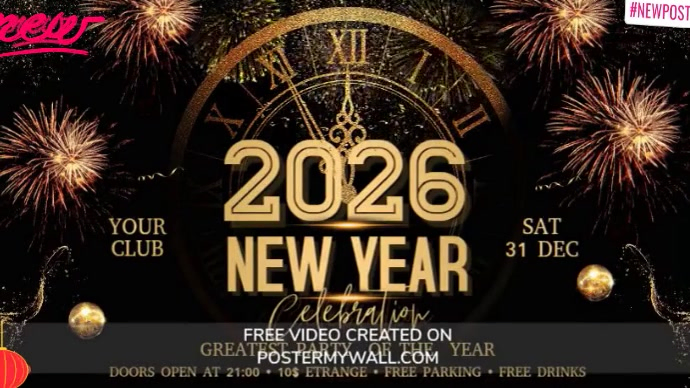 Black 3d Happy New Year 2026 Digital Display (16:9) Template | PosterMyWall