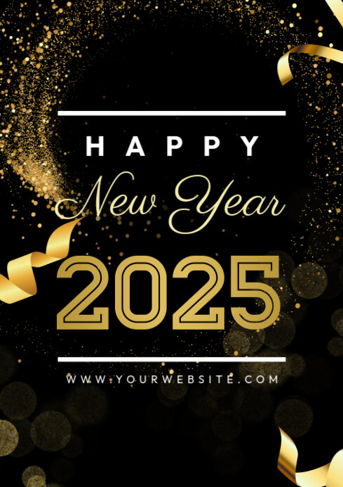 Black 3d Happy New Year A2 Template | PosterMyWall