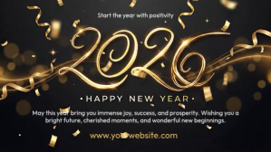 Black 3d Happy New Year Digital Display (16:9) template