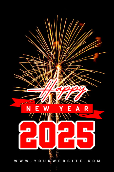 Black 3d Happy New Year Poster Template | PosterMyWall