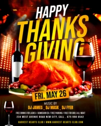 Black 3d Happy Thanks Giving Day Feast Dinner Food Turkey Friendsgiving Fall Celebration Party Poste Instagram Portrait template