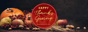 Black 3d Happy Thanksgiving Foto Sampul Facebook Facebook-coverfoto template