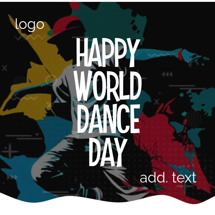 Black 3d Happy World Dance Day Instagram Post template