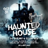 Black 3d Haunted House Instagram Post template