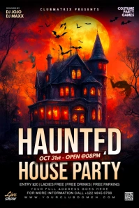 Black 3d Haunted House  Poster template