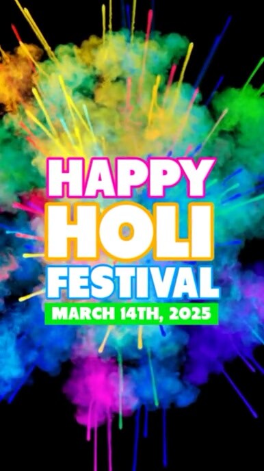 Black 3d Holi Festival Reel Instagram Instagram-reel template