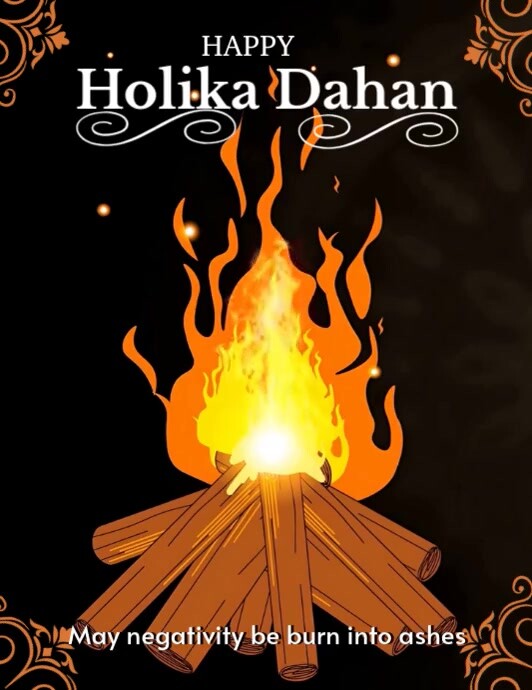 Black 3d Holika Dahan Video Flyer (us Letter) 传单(美国信函) template