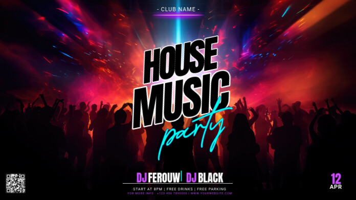 Black 3d House Music Party Pos Twitter template