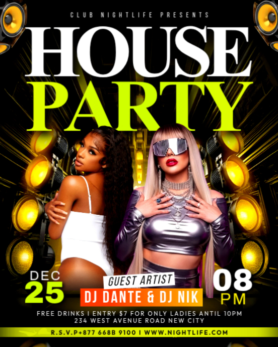 Copy of Black 3d House Party Home Private Music Dj Night Live Deejay ...