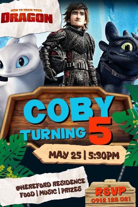 Black 3d How To Train Your Dragon Poster template