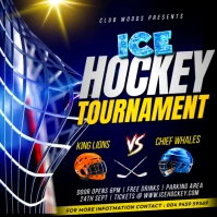 Black 3d Ice Hockey Tournament Championship League Cup Series Faceoff  Match Livestream Bar Flyer Te Message Instagram template