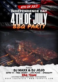 Black 3d Independence Day Bbq Party  A4 template