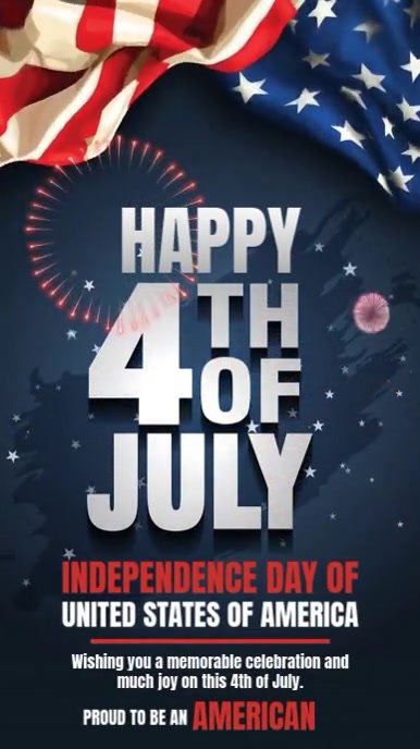 Black 3d Independence Day Of Usa Instagram Reel template