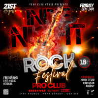 Black 3d Indie Night Rock Festival Flyer Instagram Post template