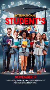 Black 3d International Students Day Instagram Story template