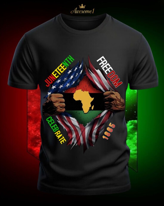 Black 3d Juneteenth Shirt  Instagram Portrait template