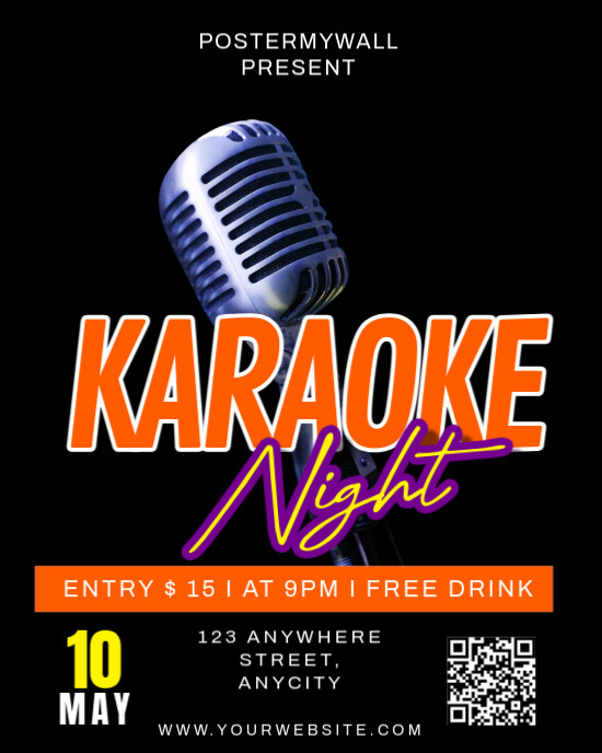 Black 3d Karaoke Night Instagram Portrait template