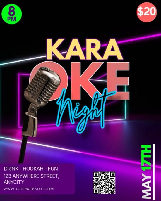 Black 3d Karaoke Night Instagram Portrait template