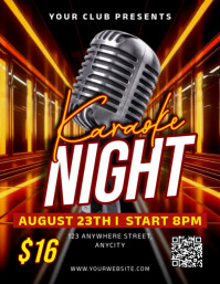 Black 3d Karaoke Night Pamflet (letter As) 传单(美国信函) template