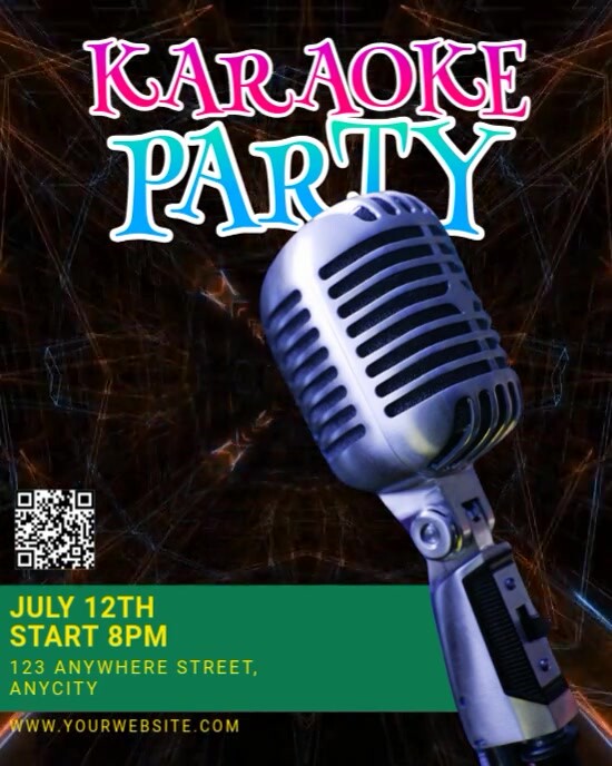 Black 3d Karaoke Party Instagram Portrait template
