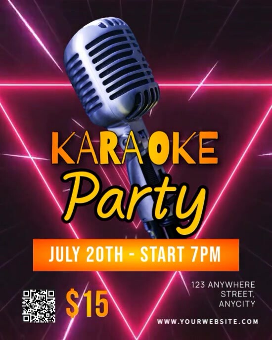 Black 3d Karaoke Party Instagram Portrait template