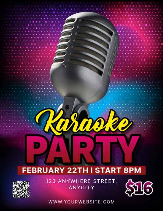 Black 3d Karaoke Party Pamflet (letter As) template