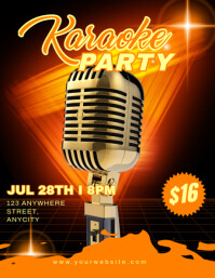 Black 3d Karaoke Party Pamflet (letter As) Flyer (US Letter) template