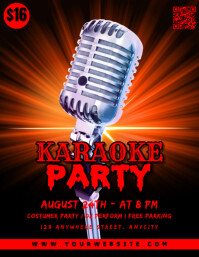 Black 3d Karaoke Party Pamflet (letter As) Flyer (US Letter) template