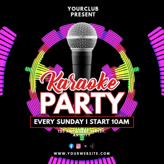 Black 3d Karaoke Party Pos Instagram template