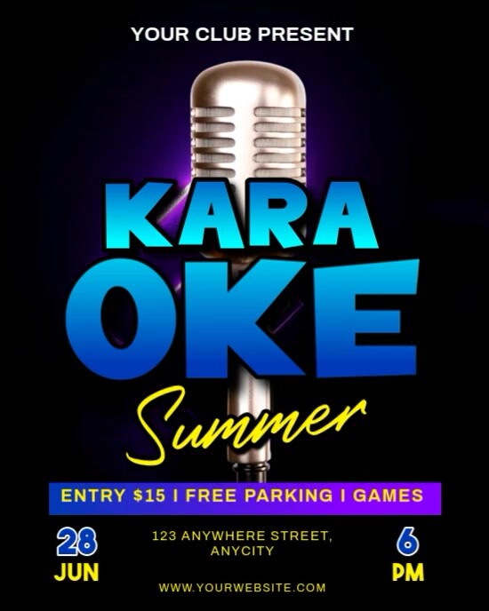 Black 3d Karaoke Summer Instagram Portrait template