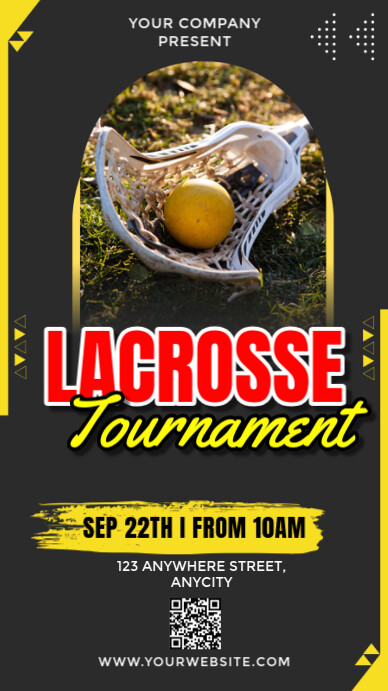 Black 3d Lacrosse Tournament Tampilan Digital Affichage numérique (9:16) template