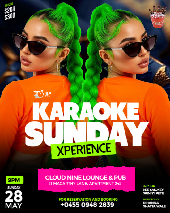 Black 3d Ladies Karaoke Night Party Flyer For Social Media Instagram Portrait template