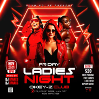 Black 3d Ladies Night Club Party Instagram Post template