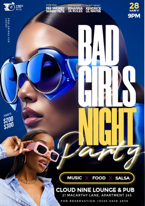 Black 3d Ladies Wild Out Night Party Flyer For Social Media  A4 template