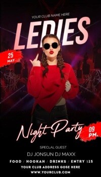 Black 3d Ledies Night Party  Business Card template