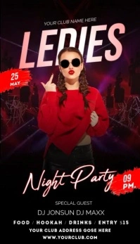 Black 3d Ledies Night Party  Business Card Wizytówka template