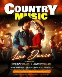 Black 3d Line Dance Country Music Party Event Invite Social Media Promotion Online Poster Flyer Desi Instagram Portrait template