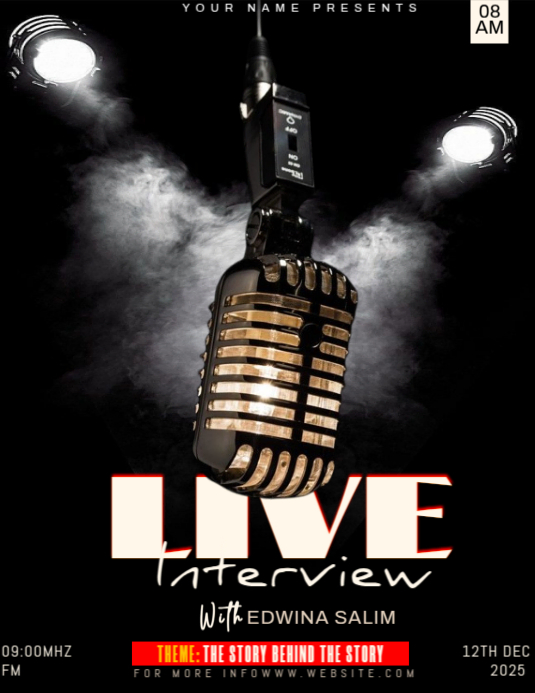 Interview Flyer Sample Black 3d Live Interview Flyer (us Letter) Template | PosterMyWall