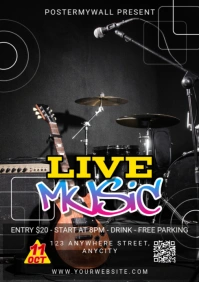 Black 3d Live Music A2 template
