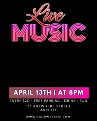 Black 3d Live Music Instagram Portrait template
