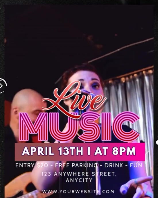 Black 3d Live Music Instagram Portrait template