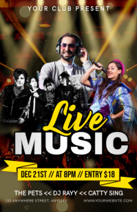 Black 3d Live Music Tabloid Tabloide template