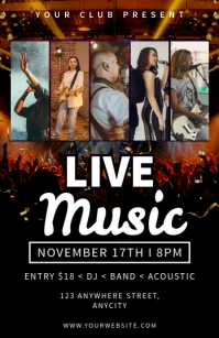 Black 3d Live Music Tabloid template