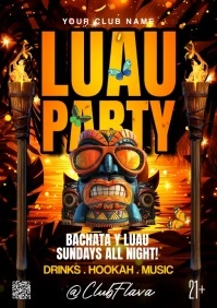 Black 3d Luau Party A5 template