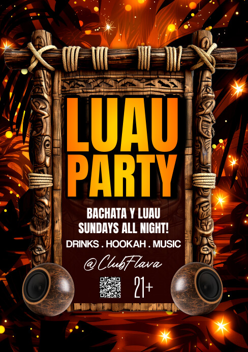Black 3d Luau Party A5 Template | PosterMyWall