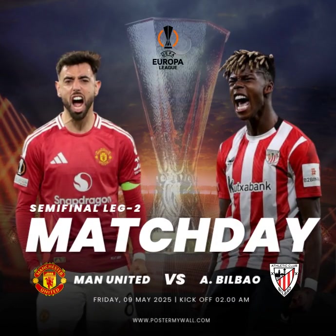 Black 3d Manchester United Vs Athletic Bilbao Pos Instagram template